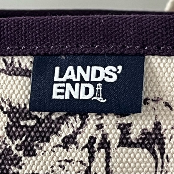 Lands End Woodland Toile Large Tote Deep Purple and Cream - Picture 12 of 14